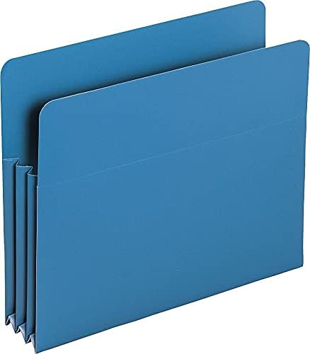 Smead Poly File Pocket, Straight-Cut Tab, 3-1/2" Expansion, Letter Size, Blue, 4 per Box (73503)