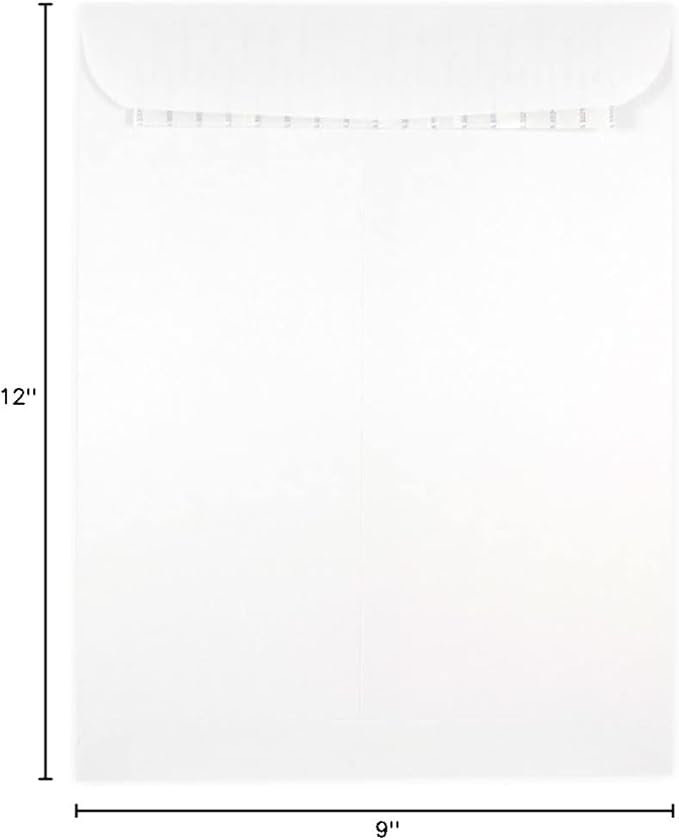 JAM PAPER 9 x 12 Open End Catalog Commercial Envelopes with Peel and Seal Closure - White - 25/Pack