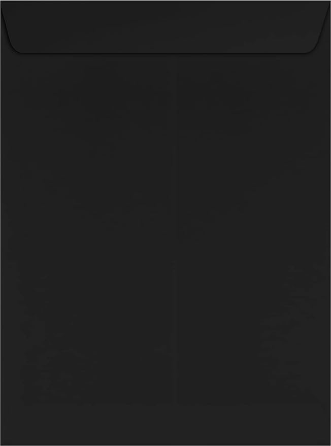 LUXPaper 9 x 12 Open End Envelopes | Peel & Press | Midnight Black | 80lb. Text | 250 Qty