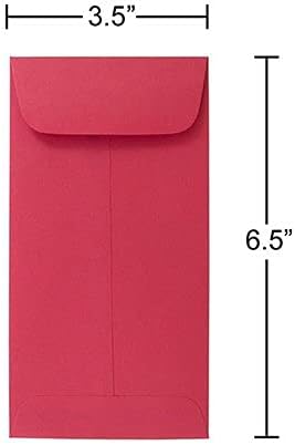 JAM PAPER #7 Coin Business Colored Envelopes - 3 1/2 x 6 1/2 - Red Recycled - 50/Pack