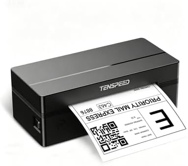 TENSPEED RP425 Bluetooth Label Printer, Portable Direct Thermal Printer, Barcode & Express Labels, Includes 10 Sheets Labels, Black