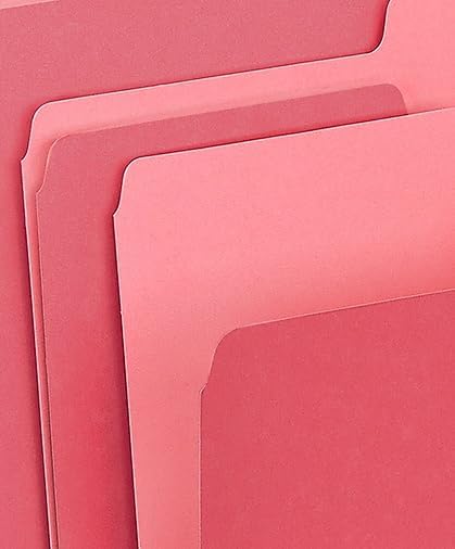 Staples File Folders, Letter Size, 1/3-Cut Tabs, Red, 100/Pack | Durable 10.5-point paper stock for everyday office document filing.