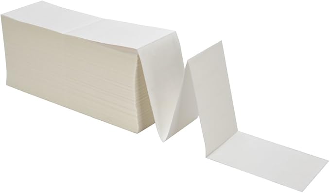 MFLABEL 4x6 Direct Thermal Labels (12000 Labels) 4" x 6" Perforated Shipping Labels Compatible with Zebra Printers Fanfold Thermal Label Stickers for Shipping Packages - 6 Stacks White Labels