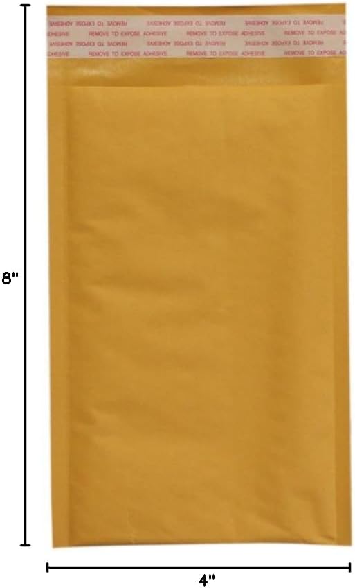 50 Pack of 4x8#000 Kraft Bubble Mailers Self Sealing “Peel and Seal” by Secure Seal 4” x 8” Padded Shipping Envelopes
