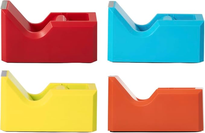 JAM PAPER Colorful Desk Tape Dispensers - Assorted Rainbow Colors - 4/Pack
