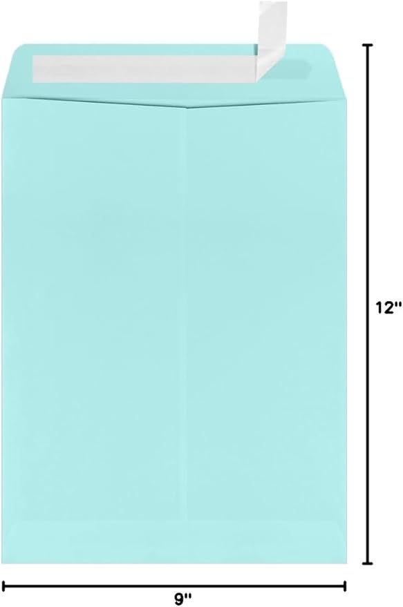 LUXPaper 9 x 12 Open End Envelopes | Peel & Press | Seafoam Blue | 80lb. Text | 250 Qty