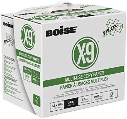 Boise Paper X-9 Multi-Use Copy Paper – Ream less (2,000 Sheets) | 8.5" x 11" Letter | SPLOX (Easy Carry Box) | 92 Bright White - 24 lb. | SP-9224-CTN
