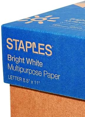 Staples Multipurpose Paper, 8.5x11 Inch, 22 lb., 98 Bright, 2500/Ctn | High-brightness sheets for office, school, and home printing needs.