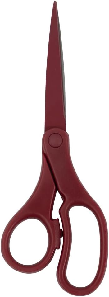 JAM PAPER Multi-Purpose Precision Scissors - 8 Inch - Burgundy - Ergonomic Handle & Stainless Steel Blades - Sold Individually