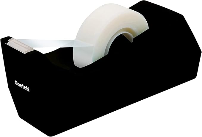 Scotch Desk Tape Dispenser, 1in. Core, Black, 6 Pack