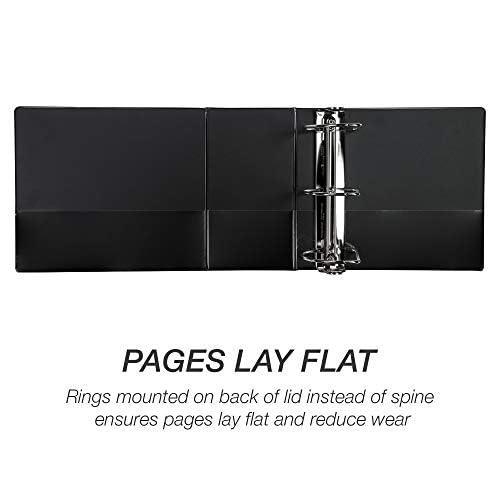 Samsill Durable 6 inch 3 Ring Binder, Locking D Ring 100% Recycled Chipboard, Black, 2 Pack