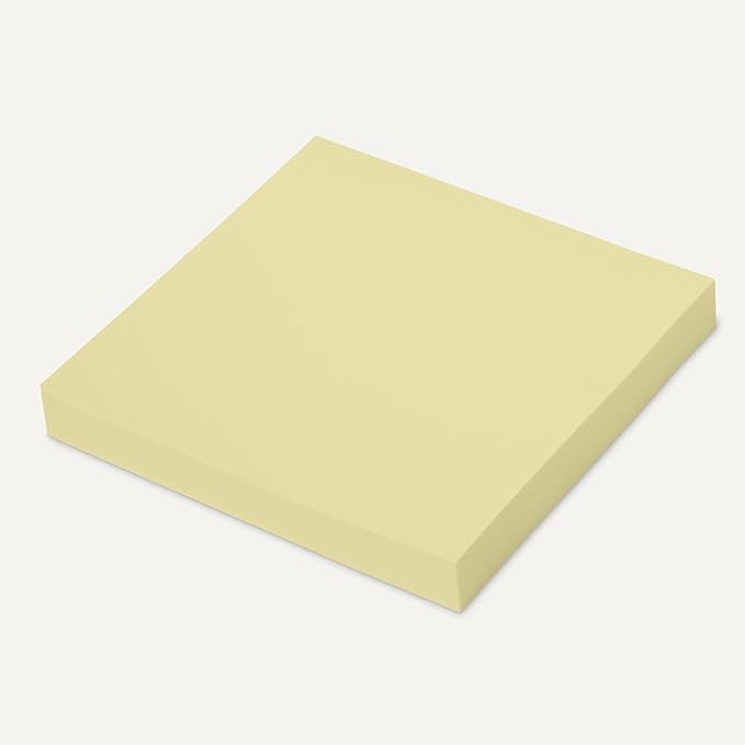 Amazon Basics Square Sticky Notes, Self-Stick Pads, 3 x 3 inches, Yellow, 18-Pack, 100 Sheets per Pad