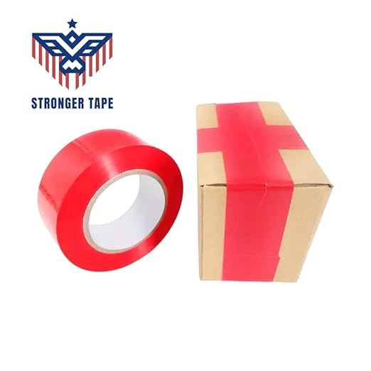 Red Carton Sealing Tape, Packing Tape, Moving Tape 2" x 110 Yard,2.0 mil Thick, Heavy Duty (1 Roll)