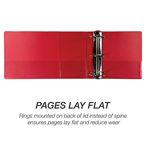 Samsill Durable 6 inch 3 Ring Binder, Locking D Ring 100% Recycled Chipboard, Red, 2 Pack