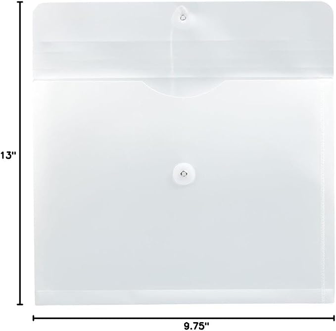 JAM PAPER Plastic Envelopes with Button & String Tie Closure - Letter Booklet - 9 3/4 x 13 - White - 3/Pack