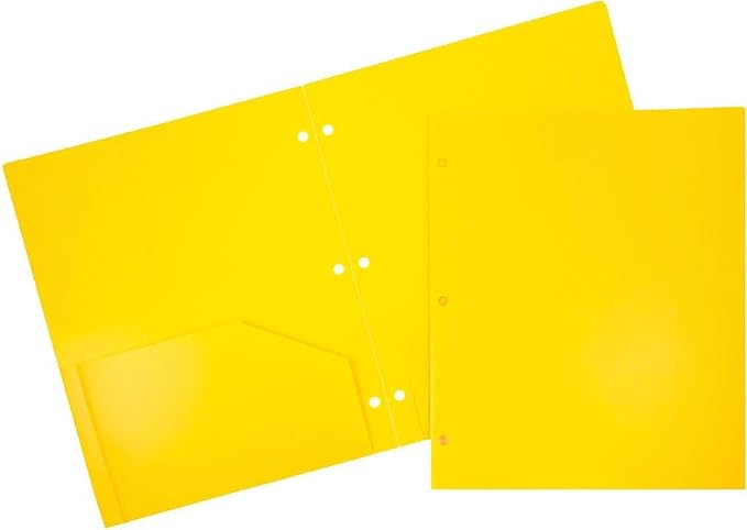 JAM PAPER Heavy Duty Plastic 3 Hole Punch Pocket Folders - Extra Tough School Folders - Assorted Fashion Colors - Bulk 48 Folders/Box (8 Assorted Packs of 6)