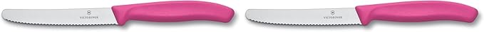 Victorinox Swiss Classic 4-1/2-Inch Utility Knife with Round Tip, Pink Handle (Pack of 2)