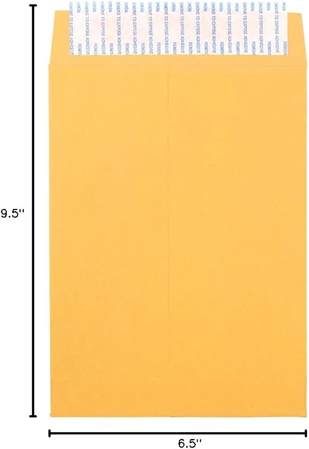 JAM PAPER 6 1/2 x 9 1/2 Open End Envelopes with Peel and Seal Closure - Brown Kraft Manila - Bulk 500/Box