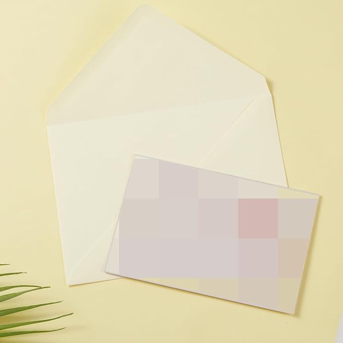 50 Pack A7 Colorful 5x7 Envelopes V Flap Invitation Envelopes for 5x7 Cards, Birthday, Weddings, Graduations, Greeting Cards, Baby Shower 5.24 x 7.24 Inches (Cream Color)