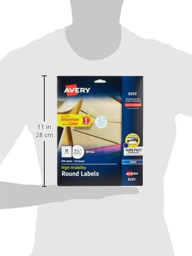 AVERY Round Labels, White, 1-1/2" | Sure Feed Technology | Permanent Adhesive | 400 Labels, Pack of 5