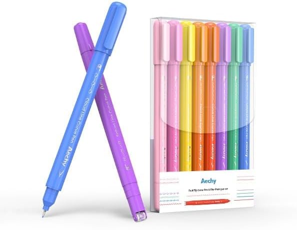 AECHY Dual Tip Curve Highlighter Pens, 8 Patterns, 8 Colors, 8 Pack | Fine Tip Colored Marker Pens with Curve Pattern Roller for Note Taking, Journaling, Back to School Supplies & Teacher Gifts
