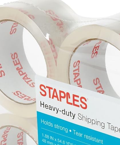 STAPLES Heavy‑Duty Shipping Packing Tape, 1.88” x 54.6 Yards — 6/Rolls