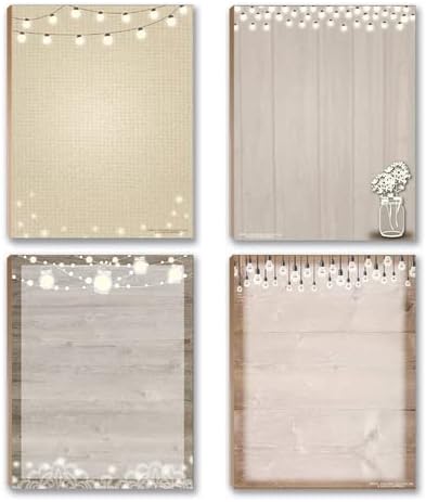 Stonehouse Collection Rustic Notepads - USA Made To Do List Notepad, Multi-Purpose Cute Stationery, Home Office Supplies, Pretty Notebook, 4 Assorted Design Notepads 4.25 x 5.5 inches each, Rustic