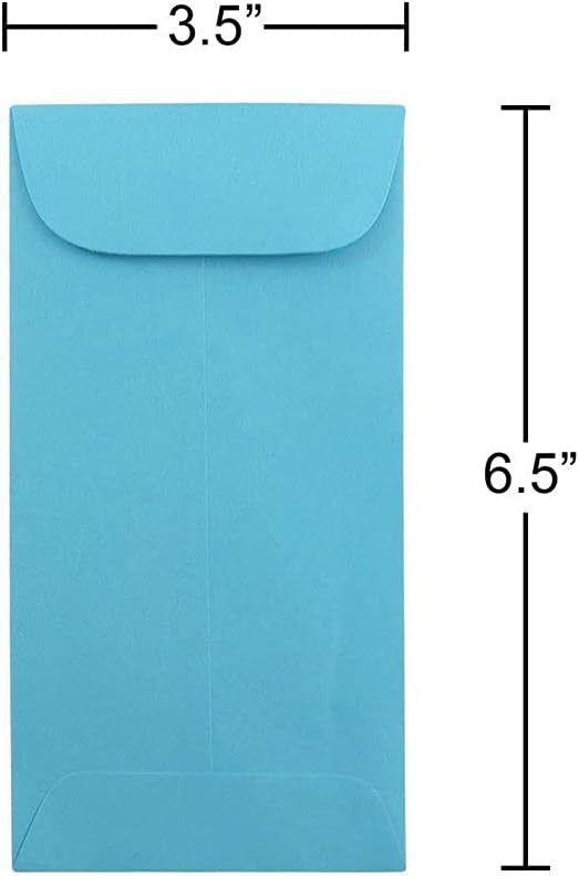 JAM PAPER #7 Coin Business Colored Envelopes - 3 1/2 x 6 1/2 - Blue Recycled - 50/Pack