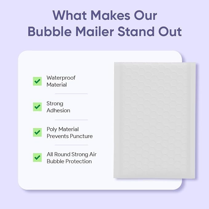 Bubble Mailers 12x15, Self Seal Poly Padded Envelopes, 50 Pack | Holds Clothing & Bulk Items, No Tape Needed, Cushioned Protection, Water-Resistant Poly, Bulk Pack for Small Business