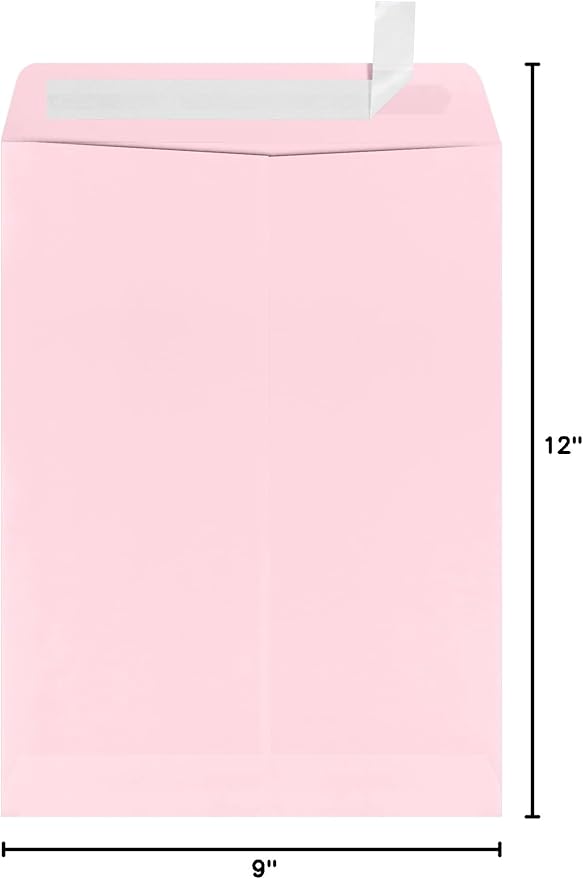 LUXPaper 9 x 12 Open End Envelopes | Peel & Press | Candy Pink | 80lb. Text | 50 Qty