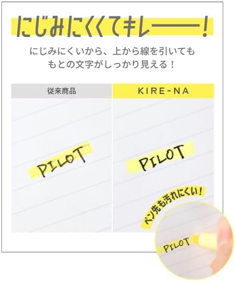 PILOT KIRE-NA Highlighter Set, Pastel 5 Colors, Chisel and Fine Tip, Quick-Dry Pigment Ink, SKIW-1-5C2