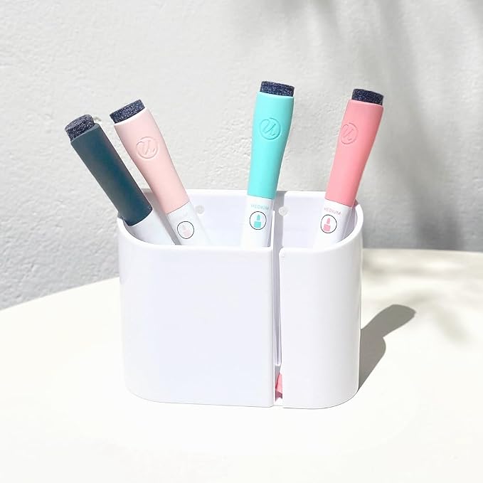 U Brands Fine Tip Dry Erase Markers with Eraser, Low Odor Whiteboard Markers Fine Tip, Assorted Bright Colors, Set of 8