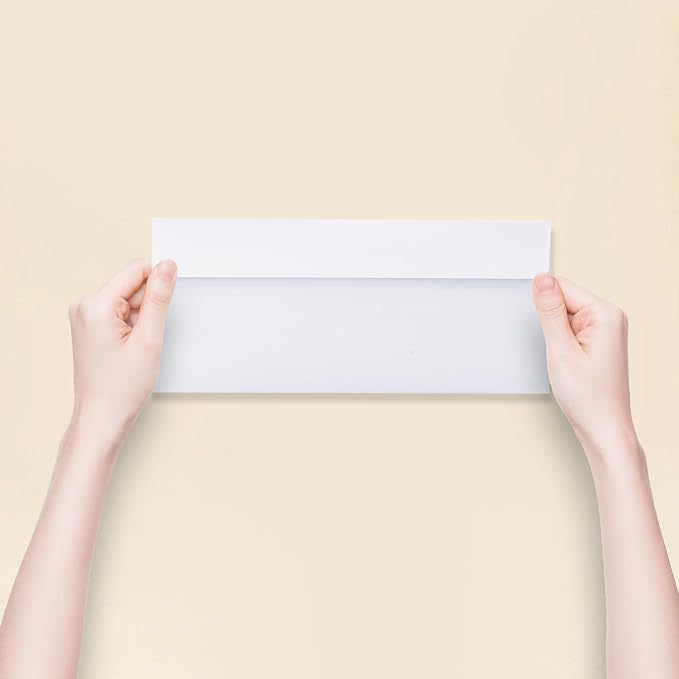 Yeplan 100PCS #10 Envelopes Letter Size Self Seal Business Envelopes No Window Security Mailing Envelopes Size 4-1/8 x 9-1/2 Inch - White 24LB Paper