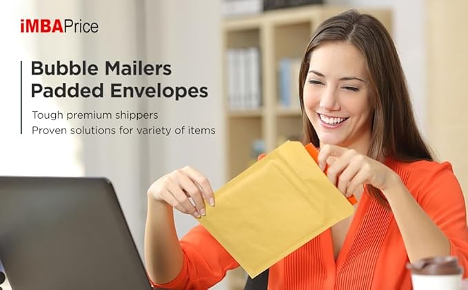 iMBAPrice 50-Pack (4x8) #000 Kraft Bubble Mailers Padded Envelopes 4 X 8 (Total 50 Envelopes)