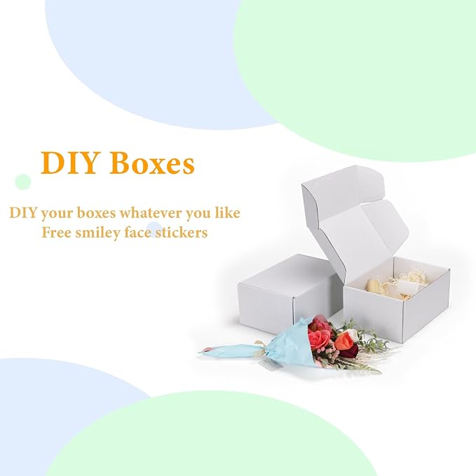 MEBRUDY 9x6x4 Inches Shipping Boxes Pack of 25, White Corrugated Cardboard Box for Mailing Packing Literature Mailer