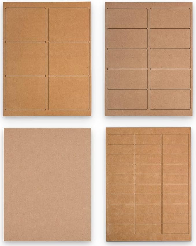 JAM PAPER Shipping & Mailing Address Labels - Multi Size Assortment - Brown Kraft - 370/Pack