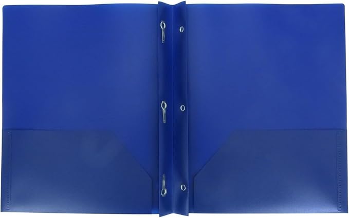 Plastic Folder with Prongs 2 Pocket - (Blue)