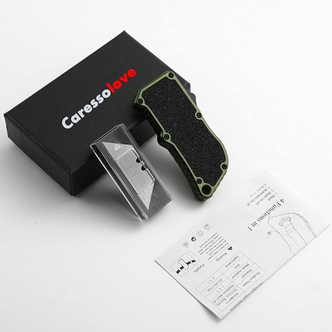 ๐๐ฎ๐ฟ๐ฒ๐๐๐ผ๐น๐ผ๐๐ฒ Automatic Utility Knife, Aviation Aluminium Changeable Blade Box Cutter, Double Action Auto Retractable Razor Knife, Out The Front Automatic Pocket Knife With 5pcs Spare Blades