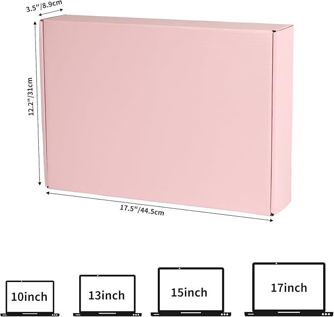 CRUGLA Pink Laptop Shipping Box with Cushioned Foam, Up to 17 inch Corrugated Cardboard Mailer for Laptop Notebook Shipment,1 Pack