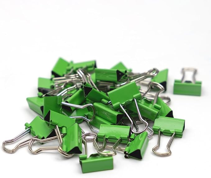 JAM PAPER Colorful Binder Clips - Extra Small - 3/5 Inch (15 mm) - Green Binderclips - 30/Pack