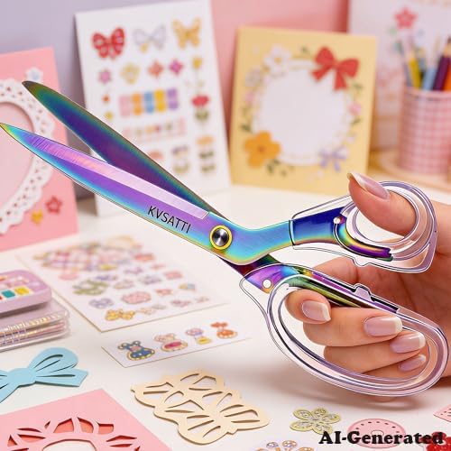Scissors All Purpose Heavy Duty 9" Titanium Coated for Office,Color | Stainless steel blades, large ergonomic handles, Suitable for daily paper, card, plastic film cutting & school crafts.