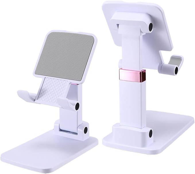 Cell Phone Stand Cute Mobile Holder For iPhone Desk Office Accessories | for thick cases; Under 12" Tablets, e-readers; Folds flat; Anti-slip; Weighted base