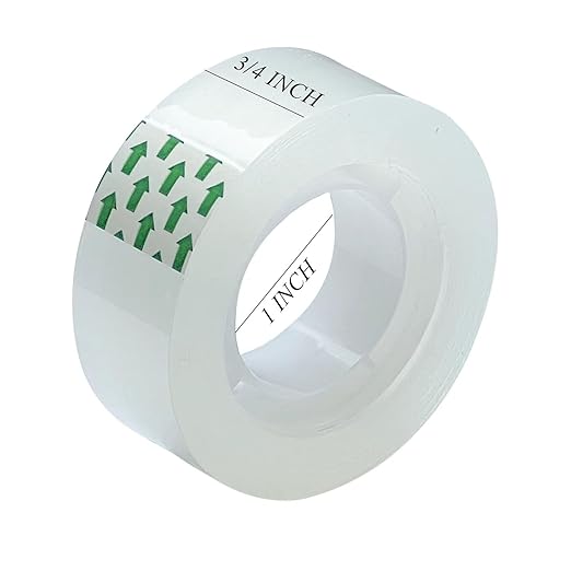 Clear Tape Refill 12 Rolls, Hand Tearable Transparent Tape for Dispenser, 3/4" x 1000inch Adhesive Tape for Office Home Craft Gift Wrapping (Not for Plastic Serrated Cutters)