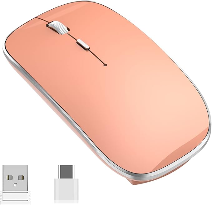Wireless Mouse Chargeable Portable Silent USB-A and USB-C Dual Mode Wireless Mouse 3 Adjustable DPI for Laptop, Mac, Android, PC (Q23S Orange)