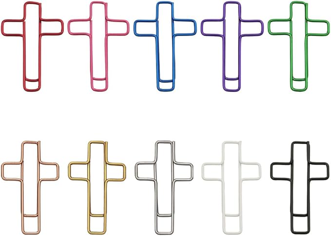 OWLFAVO 120pcs Cross Shape Paper Clips with Storage Box, 10 Colors, Funny Cute Paperclips Bookmarks Planner Clips for Fun Office Supplies School Gifts Wedding Decoration