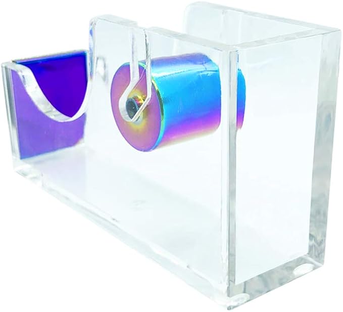 NatSumeBasics Rainbow Tape Dispenser Desk Clear Acrylic Tape Dispenser Holder for Office School Home Stationery Supplies (Clear & Rainbow Tone)