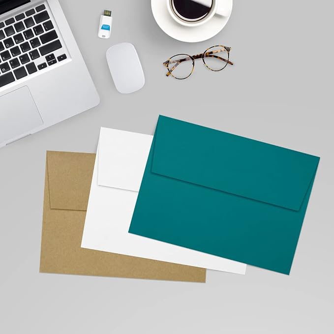 LUXPaper A7 Invitation Envelopes | Peel & Press | 5 1/4" x 7 1/4" | Teal | 80lb. Text | 50 Qty