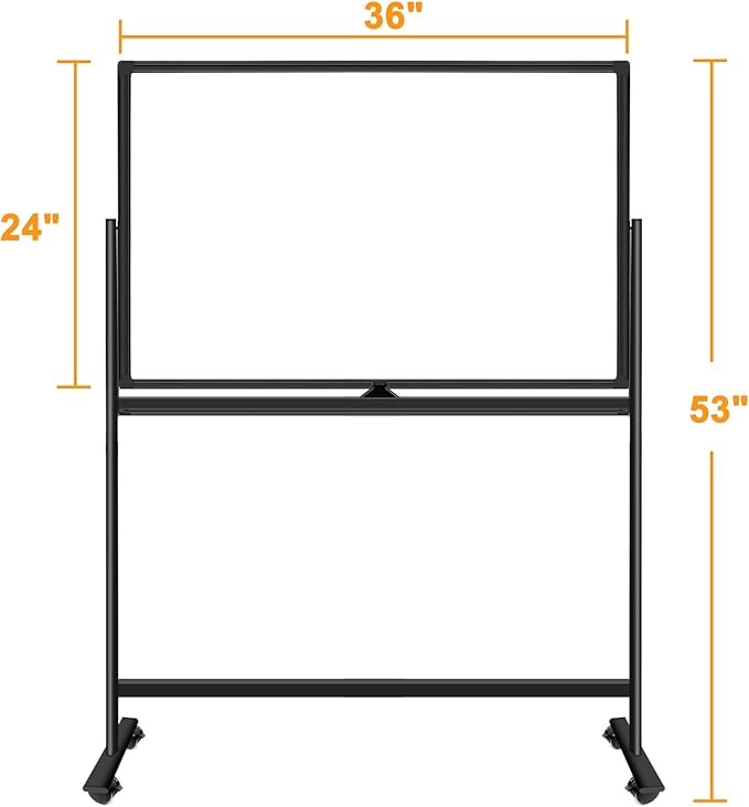 Magnetic Dry Erase Board with Stand, Double-Sided 36"x24" White Board with Stand, Mobile Whiteboard Rolling Whiteboard on Wheels for Kids & Adults, 2 Eraser, 10 Markers, 12 Magnets