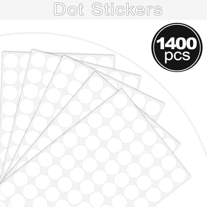 1400 Pcs White Dot Stickers 3/4" Round Color Coding Label Circle Stickers Colored Dots for Office,Classroom,Papers Etc