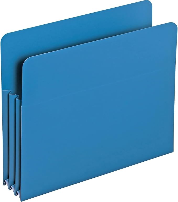 Smead Poly File Pocket, Straight-Cut Tab, 3-1/2" Expansion, Letter Size, Blue, Pack of 24